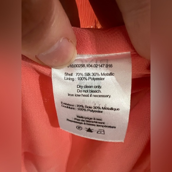NWT RIXO Paris Silk Mini Dress in Lily Metallic Coral XL or US 12 - Picture 13 of 16